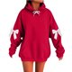 thumbnail image 1 of HongQid Women's Hoodies Oversized Long Sleeve Hooded Sweatshirts Graphic Drop Shoulder Bow Trim Print Pullover Tops, 1 of 2