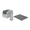 thumbnail image 1 of Esquirla Cat Litter Box Anti Splashing Kitty Litter Pan Portable Bedpan Semi Enclosed light gray, 1 of 8