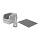 thumbnail image 2 of Caja de arena de acero inoxidable Caja de arena para gatos Caja de arena de lado alto Bandeja de arena para mascotas con parte abierta gris claro, 2 of 9