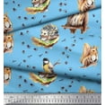 thumbnail image 3 of Soimoi Cotton Cambric Fabric Footprint,Owl & Rabbit Animal Print Fabric by the Yard 42 Inch Wide, 3 of 3