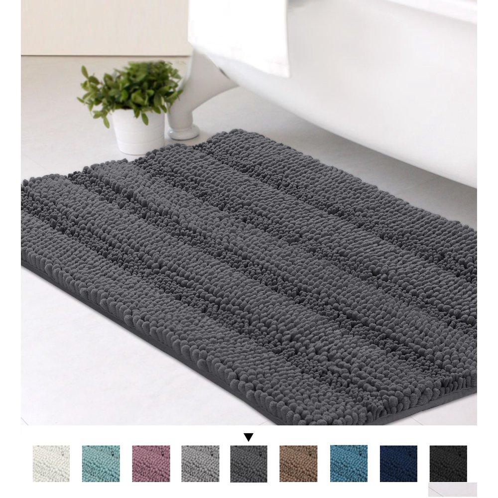 Grey Bath Mats for Bathroom Bath Mat Non Slip Soft Shaggy Bathroom Rugs