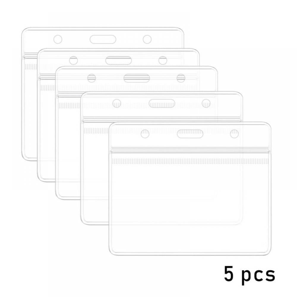 Plastic Vertical Work Name Credit Card Holder White Clear 5PCS 