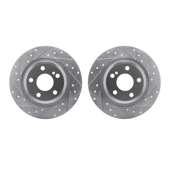 Dynamic Friction Company Rear Brake Rotors-Drilled and Slotted-Silver 7002-63140