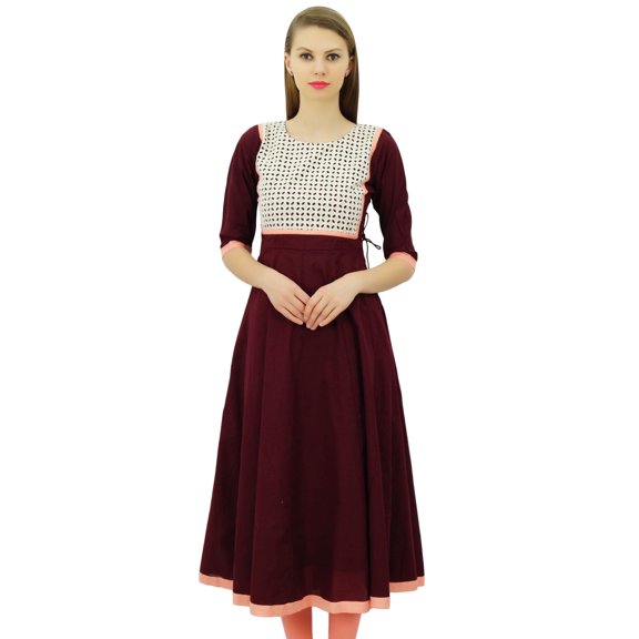Bimba Women Designer Flared Anarkali Dress Cotton Kurta Chic Custom Kurti Long Tunic