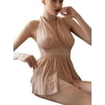 thumbnail image 2 of Kmbangi Robe de Lingerie à Dos Nu pour Femmes, Nuisette Aguichant à Col en V Profond en Maille Transparente Style Babydoll, 2 of 2