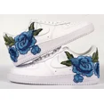 thumbnail image 1 of Ni&ke Air Force 1 Custom Blue Rose Flower Floral White Mens Shoes Mens Womens, 1 of 6