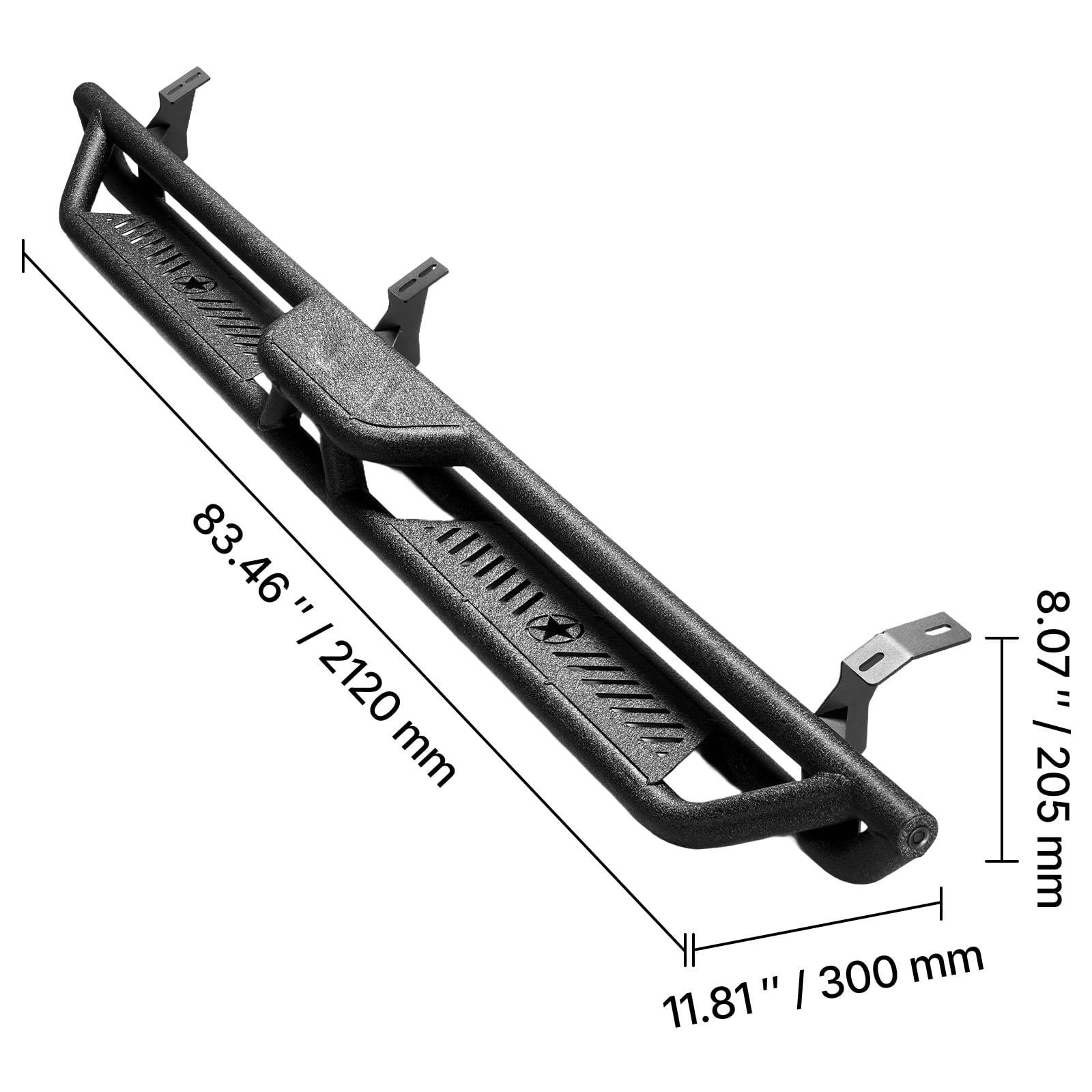 KFFKFF 6-Inch Side Steps for 2005-2023 Toyota Tacoma Double Cab, Black Carbon Steel Nerf Bars, 550 lbs Capacity, Durable Non-Slip Surface with Anti-Rust Coating