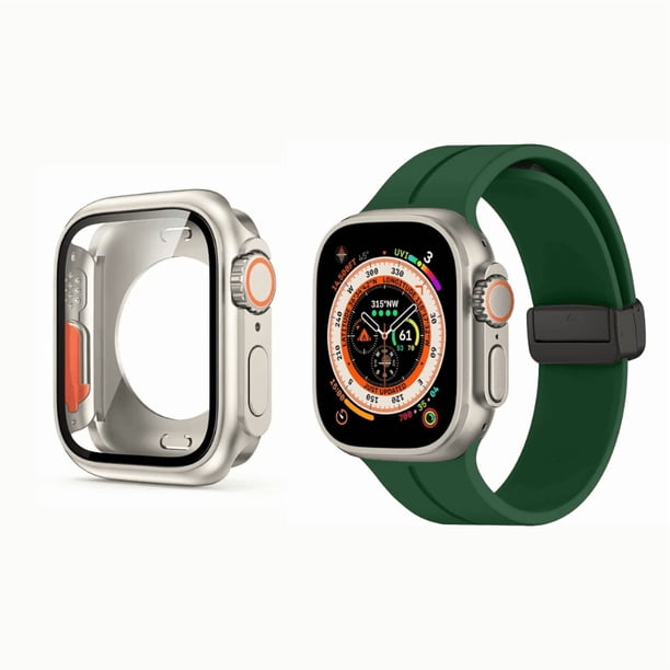 Correa de Silicona Deportiva para Apple Watch, Hebilla Magnética con Full Case, Compatible con Todas las Series