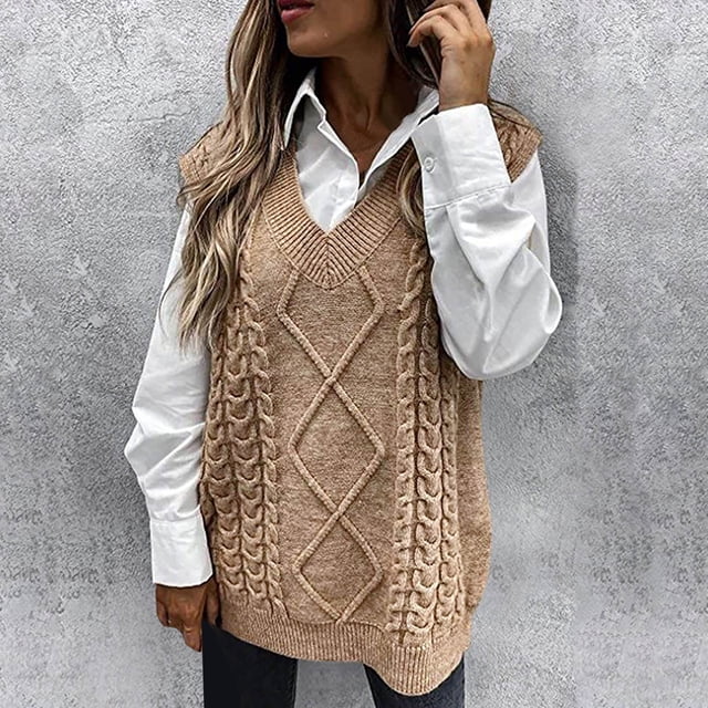 EGNMCR Chandails pour Femmes, Chandail Tricoté Multicolore à Col en V, Mode Décontractée