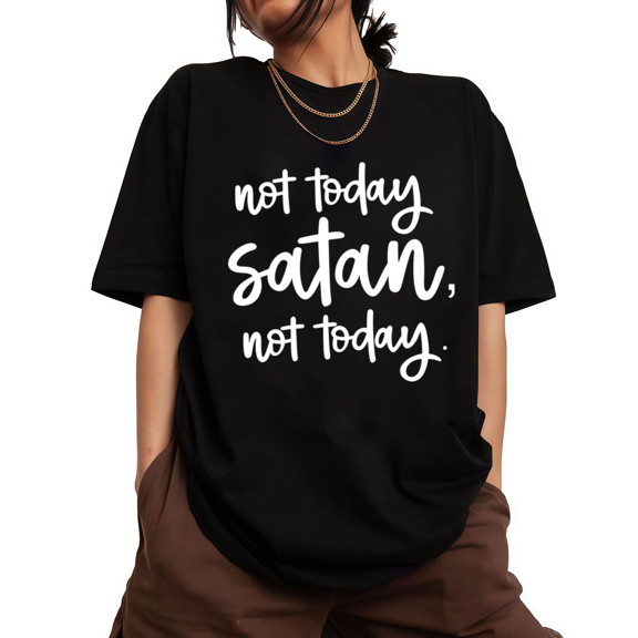 Casual Spiritual Resilience Print Womens Short Sleeve T-Shirt Oversized Black Tops