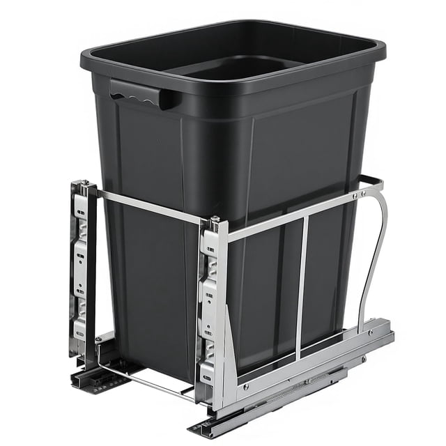 Pull Out Trash Can Under Cabinet,40 QT Under Sink Garbage Waste Recycling Bin,Under Mount Waste Container with Adjustable Sliding Track, Includes Garbage Bins