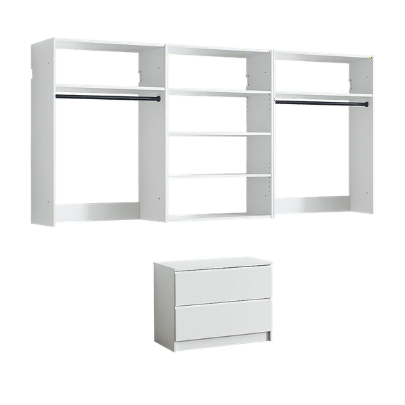 Devi White Freestanding Walk in Wood Closet System