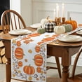 thumbnail image 4 of Fall Table Runner Thanksgiving Orange Pumpkin Table Runners Autumn Maple Leaf Vine Branch Cotton Linen Dresser Scarf Kitchen Dining Table Decor for Fall Holiday Party Decor 13x36 Inch, 4 of 9
