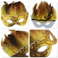 thumbnail image 3 of Unique Bargains 1 Pc Sequined Feathers Party Mask Gold Tone Plastic Feather, 3 of 5