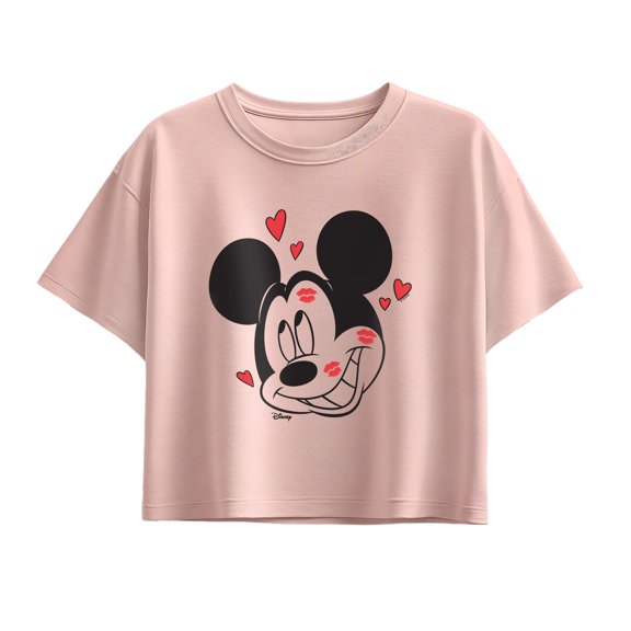 Disney - Mickey Kissy Face Short Sleeve Boxy Graphic T-Shirt