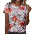 thumbnail image 2 of Fiudx Ofertas Del Día Blusas con Cuello Redondo y Manga Corta Estampadas para Mujer, 2 of 5
