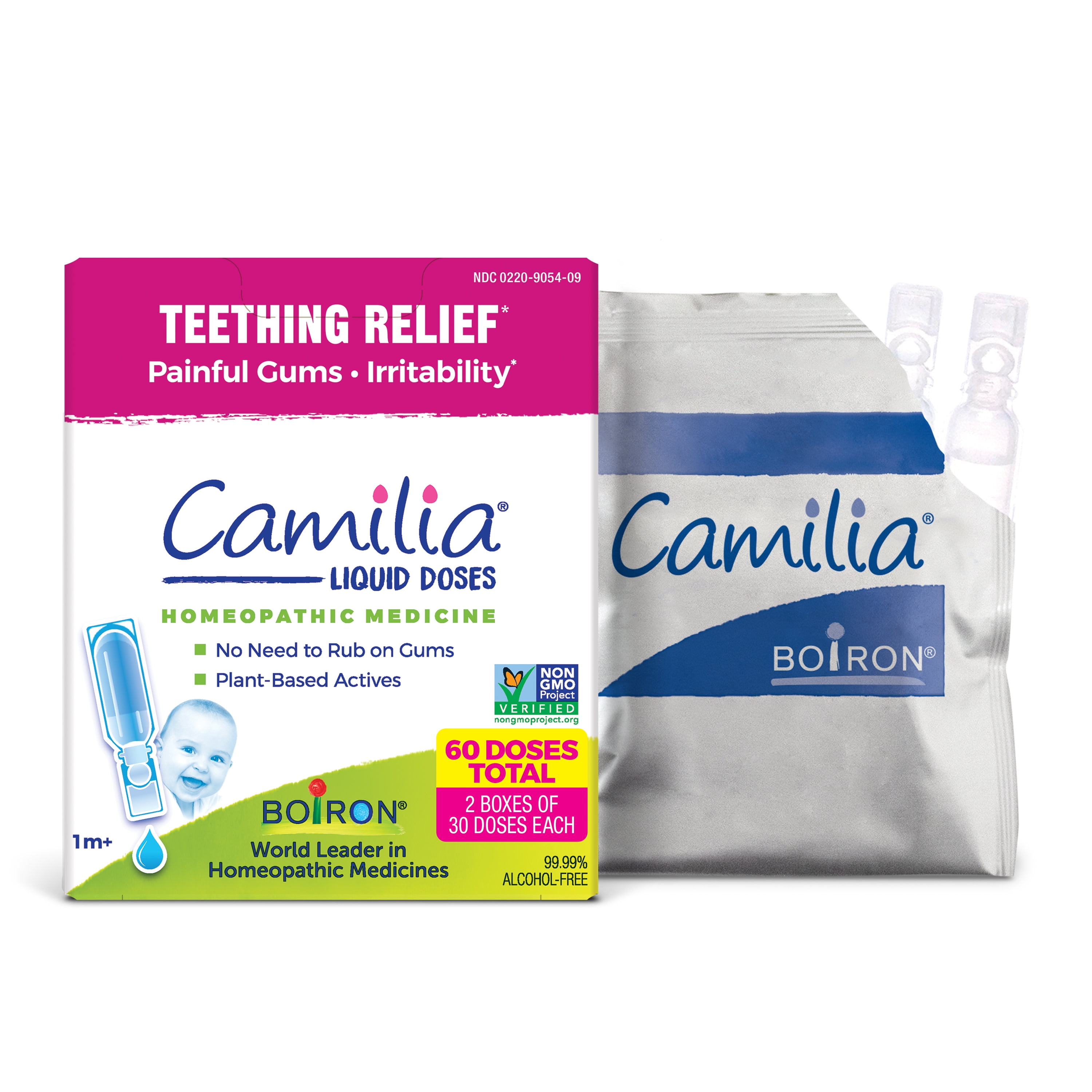 Boiron Camilia Single Liquid Dose, Homeopathic Medicines for Teething Relief, Painful Gums, Irritability, 2 x 30 Single Liquie Doses Twin Pack