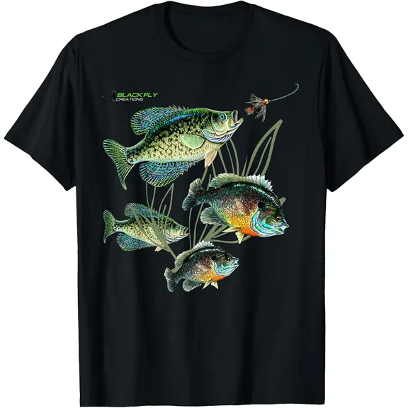 Crappie and Bluegill Sunfish Fishing Graphic for Men Short Sleeve Casual T-Shirt