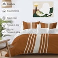 thumbnail image 4 of Burnt Orange Beige Striped Bedding 3 Piece Duvet Cover Set Twin Size, Modern Farmhouse Retro Lines Soft Microfiber Comforter Cover with Zipper Closure & Pillowcases, FadeResistant Quilt Cover, 4 of 9