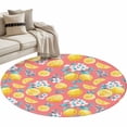 thumbnail image 2 of Summer Fruit Round Area Rugs 3 ft, Watercolor Lemon Cute Frangipani Blue Leaves Farmhouse Washable Small Area Rug with Non-Slip Sturdy Edge Binding Round Front Door Mat Floor Carpet for Entryway, 2 of 9