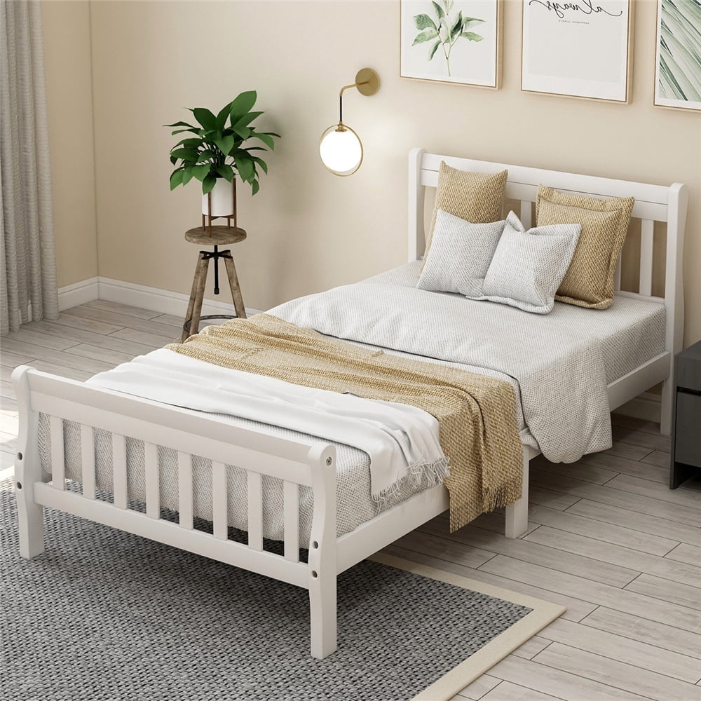 Platform Bed Frame, Twin Size Bed Frame, Wood Bed Frame with Headboard