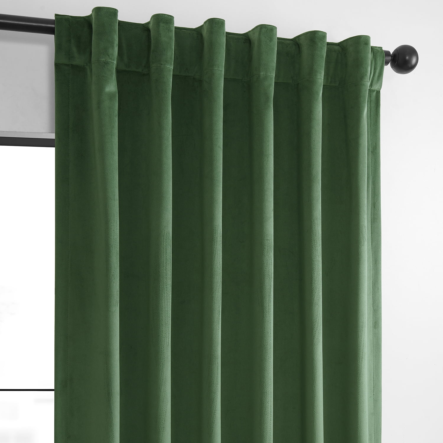 HPD Half Price Drapes Basic Deluxe Velvet Room Darkening Curtains with Rod Pocket - 2 Panels Set - Window Curtains for Living Room & Curtains for Bedroom, 50W X 108L, Green