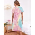 thumbnail image 5 of Oudiya Women Button Down Nightgown Short Sleeve Nightshirt V Neck Sleepwear Pajama Dress, S-3XL, 5 of 6