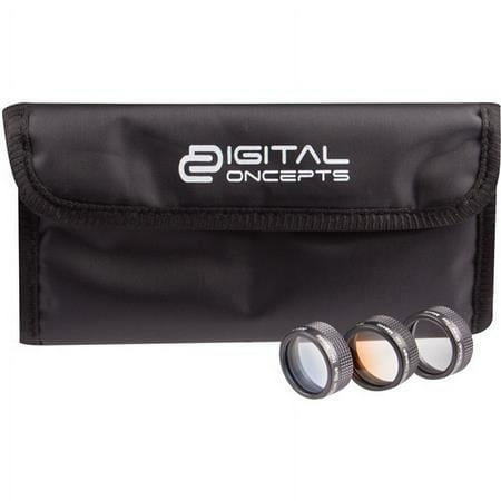 UPC: 0021331184658 | Digital Concepts Camera Lens Filter Kit for DJI Mavic Drone Includes Gradual Blue Orange and Gray Filters Pouch