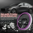 thumbnail image 4 of Bling Car Steering Wheel Cover, Sparkling Crystal Rhinestone Auto Wheel Protector, Anti Slip Cover Fit 15 Inch Steering Wheel for Women Girls, Universal Car Accessories (White+Purple), 4 of 12
