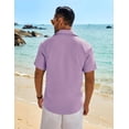 thumbnail image 3 of COOFANDY Mens Sage Linen Shirt Short Sleeve Button Down Shirts Summer Beach Dress Shirt, 3 of 19