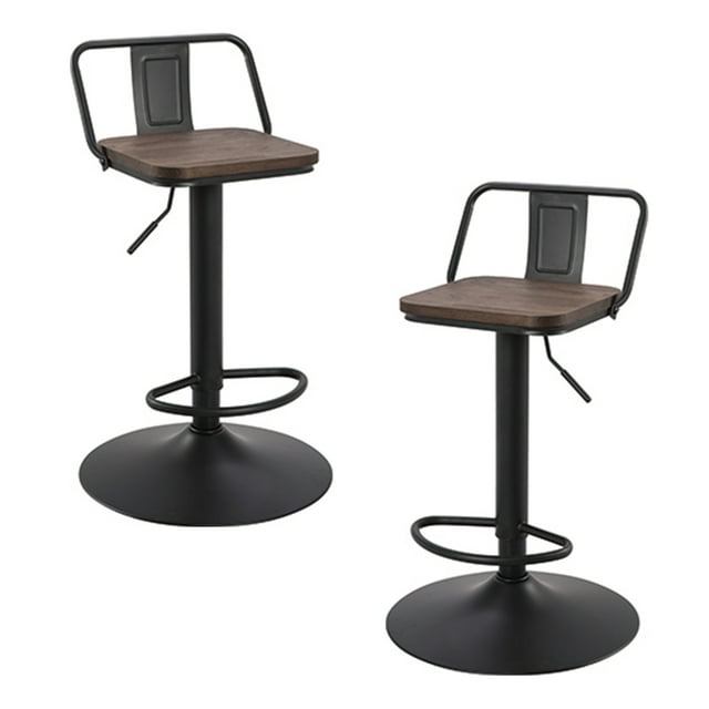Jessar - Tabourets Pivotants à Hauteur Réglable, de la Collection Gordon, Ensemble de 2, Noir