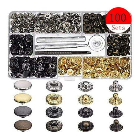 

Kiplyki Wholesale 100 Set Snap Fastener Kit Button Tool Press Studs With Fixing Tools For Clothing