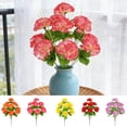 thumbnail image 1 of Ramo de claveles artificiales 12 tallos - Tela flores falsas rojo rosa amarillo naranja morado, 16,5 pulgadas, decoración de boda realista, arreglo floral para oficina en casa, 1 of 6