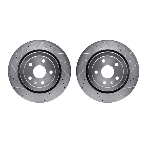 Dynamic Friction Company Rear Brake Rotors-Drilled and Slotted-Silver 7002-47052