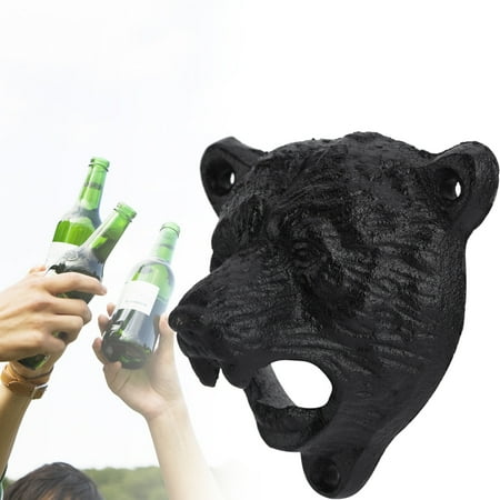 

Wall Mounted Bottle Opener Cast Iron Bear Shape Wall Mounted Beer Bottle Opener Rustic Beer Opener Kitchen For Kitchen Cafe Bars KTV Hotels
