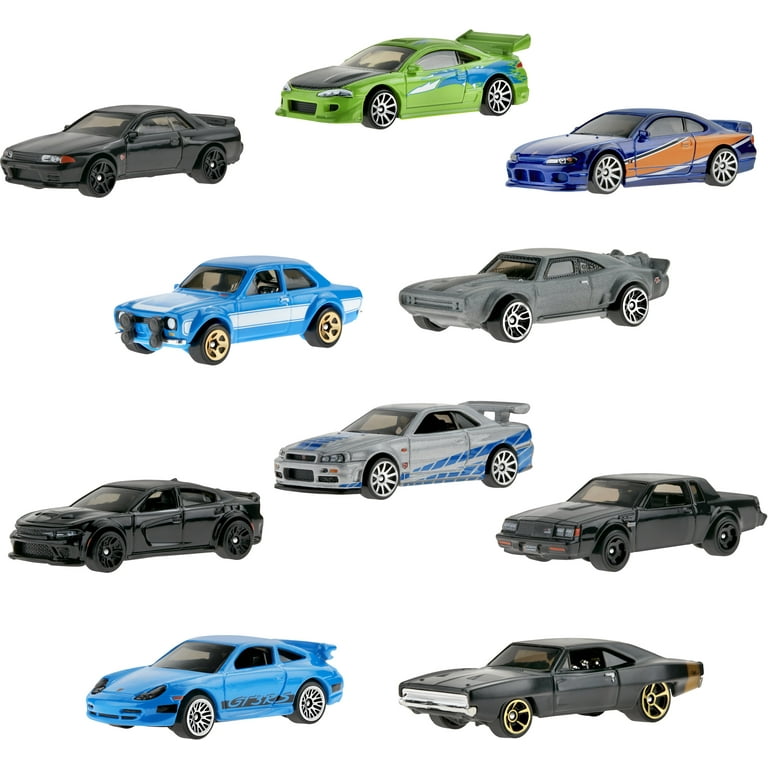 Hot Wheels Fast & Furious Set of 10 Vehicles in 1:64 Scale with 2 Exclusive  Cars 