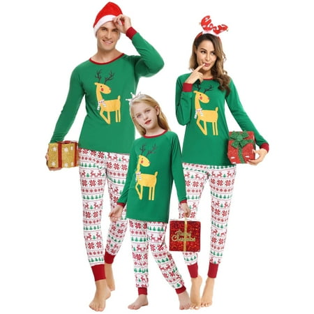 

Ma&Baby Matching Family Pajamas Sets Christmas Elk Print Top and Pants Jammies Sleepwear