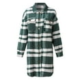 thumbnail image 4 of Jinhomg Warm Flannel Jacket for Women Loose Fit Comfy Mid Length Button Down Shacket 2026 Trendy Plaid Printed Long Sleeve Shirt Jackets with Pockets Army Green M, 4 of 6