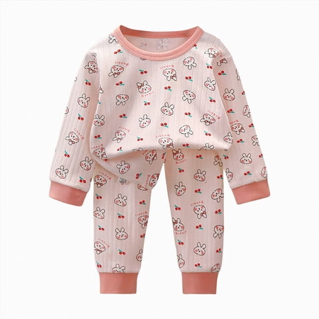 TOWED22 Toddler Baby Girl Boy Outfits Set 2 Piece Long Sleeve T Shirt and Pull on Pants Graphic Print Fall Winter Clothes Casual Clothing(Light Purple 1-2 Y)