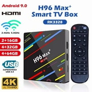 H96 Pro MAX Plus Android 9.0 4K Smart TV Box RK3328 Quad Core 64 Bits 4K H.265 WiFi Ultra HD Streaming Wireless BR Media Player 4+32G