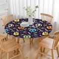 thumbnail image 3 of Colorful Halloween Icons Pattern Round Fitted Tablecloth with Elastic Edge,Dining Table Cover Waterproof,Outdoor Round Tablecloth for Camping,Dining,Indoor and Outdoor, 3 of 7