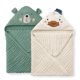 thumbnail image 1 of Toalla con capucha para bebé Blissful Diary Muslin, paquete de 2 unidades, oso y pato, 1 of 7