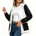 thumbnail image 5 of Women's Waterproof Rain Jackets Plus Size Lightweight Hooded Solid Long Sleeved Zipper Jacket Top Blouse Casual Pocket Coat, 5 of 6