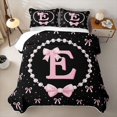 thumbnail image 2 of meiyoeat Girls Personalized Monogrammed Gifts Twin Quilt Set For Bowtie Lovers,Kids Bowknot Alphabet E Print Twin Coverlet Set,2-Piece, 2 of 7