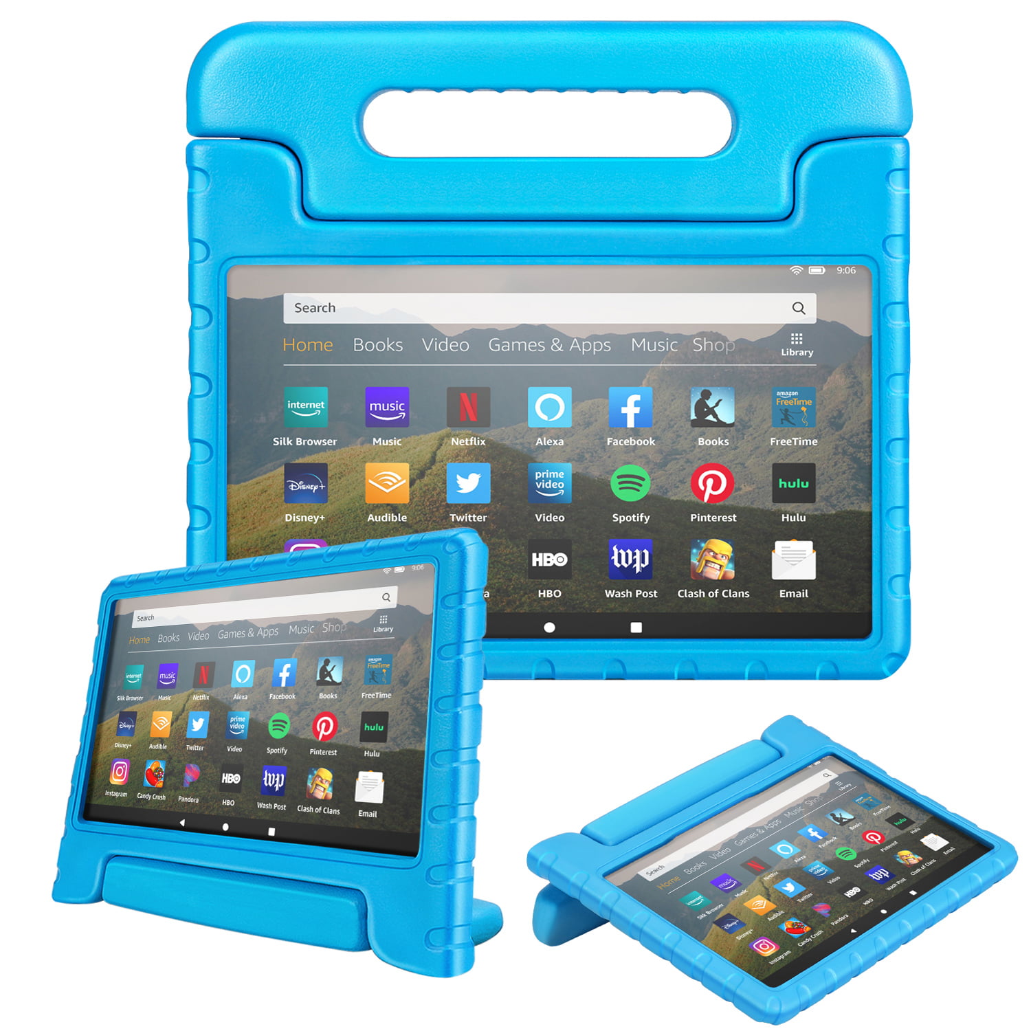 Light Weight Shock Proof Handle Friendly Convertible Stand Kids Case for  Kindle Fire HD 7Inch 2019 Tablet Black Kids Case for  Kindle Fire HD 7Inch 2019 