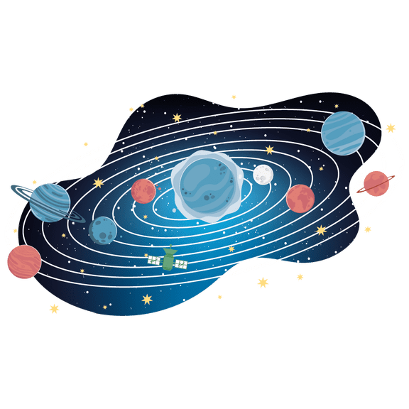 Kids Bedroom Multicolored 19" x 30" Outer Space Art Wall Decoration Planets Stars Orbits Design Removable Colorful Solar System Vinyl Home Living Room Wall Decal Sticker