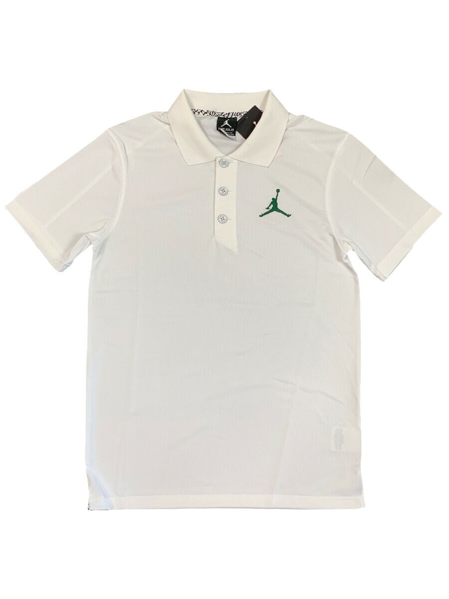 Nike Air Jordan Mens DriFit Team Golf Polo Shirt Black/Navy/White 865856 New (White/Green,L