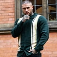thumbnail image 3 of Smawell Men Striped Cardigan, Lapel Collar Button‑Up Knit Sweater, Vintage Vertical Stripe Long Sleeve Polo Knit Jacket For Men Daily Casual Outdoor Streetwear, 3 of 6