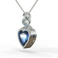 thumbnail image 2 of Solid 925 Silver Heart Ribbon Pendant Necklace with CZ Gemstone Birthstone, 2 of 5