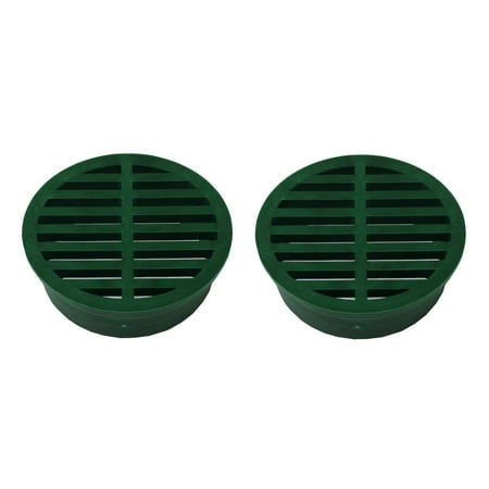 2 Pack Green 4" Outdoor Round Flat Drain Grate Cover